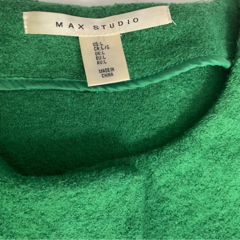 Max Studio Kelly green zipped long mid length overcoat L